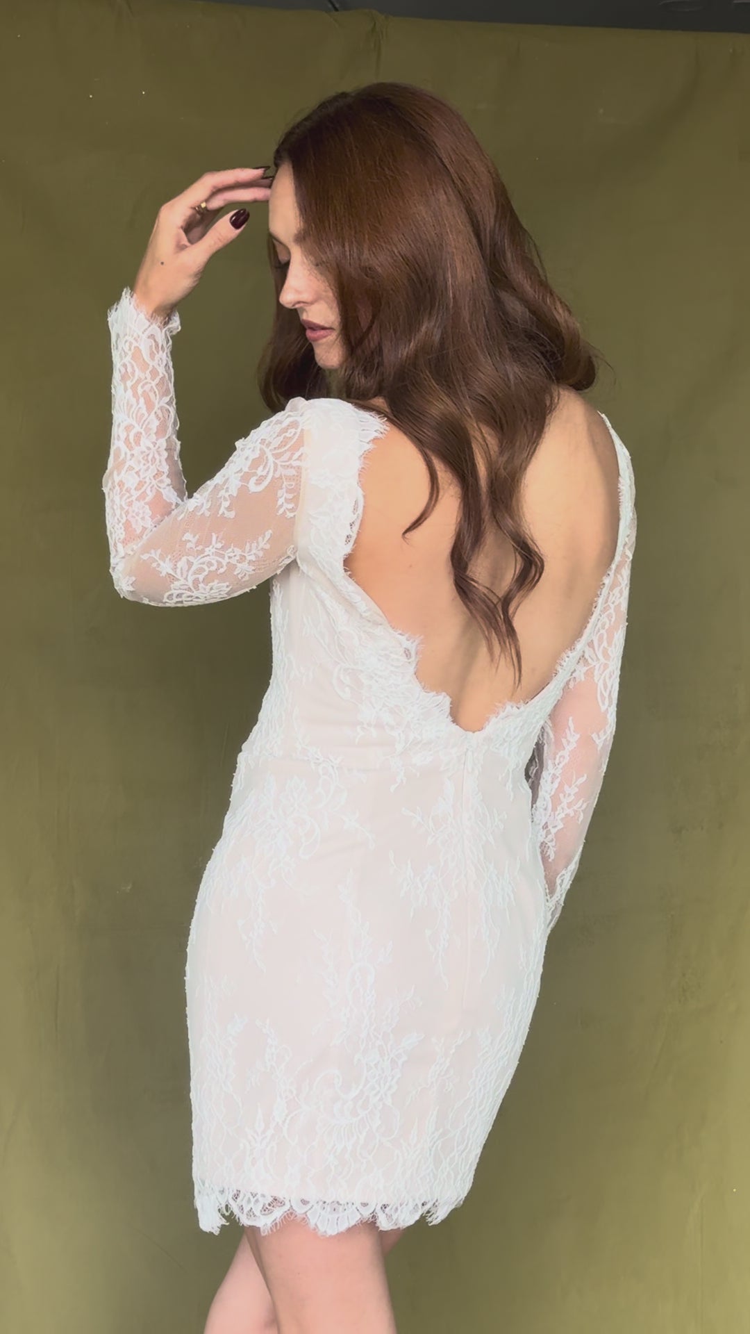 Long Sleeve Open Back Bridal Mini